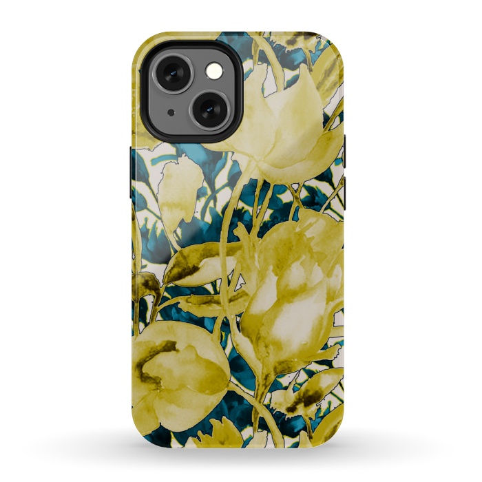iPhone 13 mini StrongFit Yellow watercolour floral by Kashmira Baheti