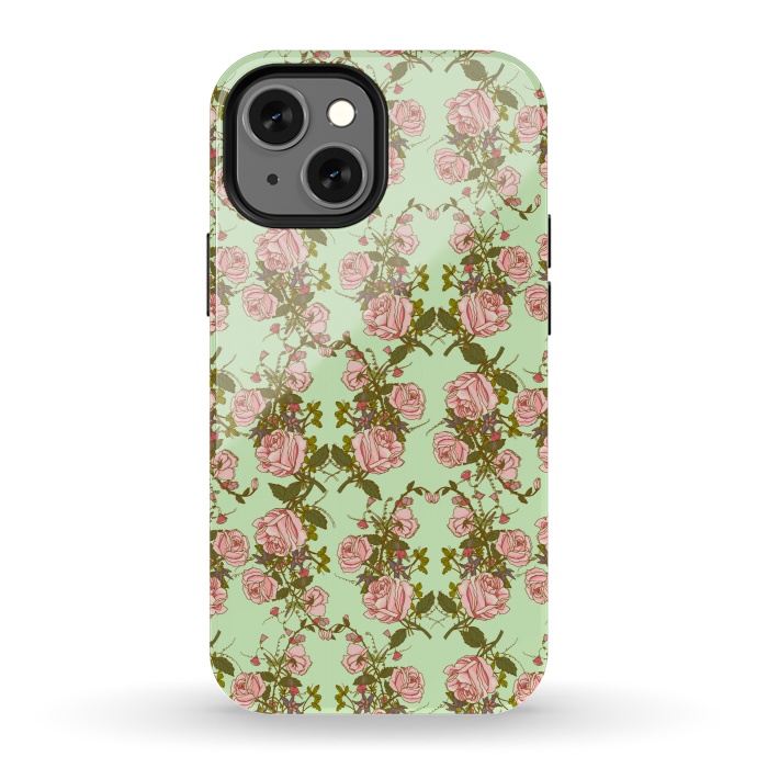 iPhone 13 mini StrongFit Vintage Rosy Floral by Quirk It Up