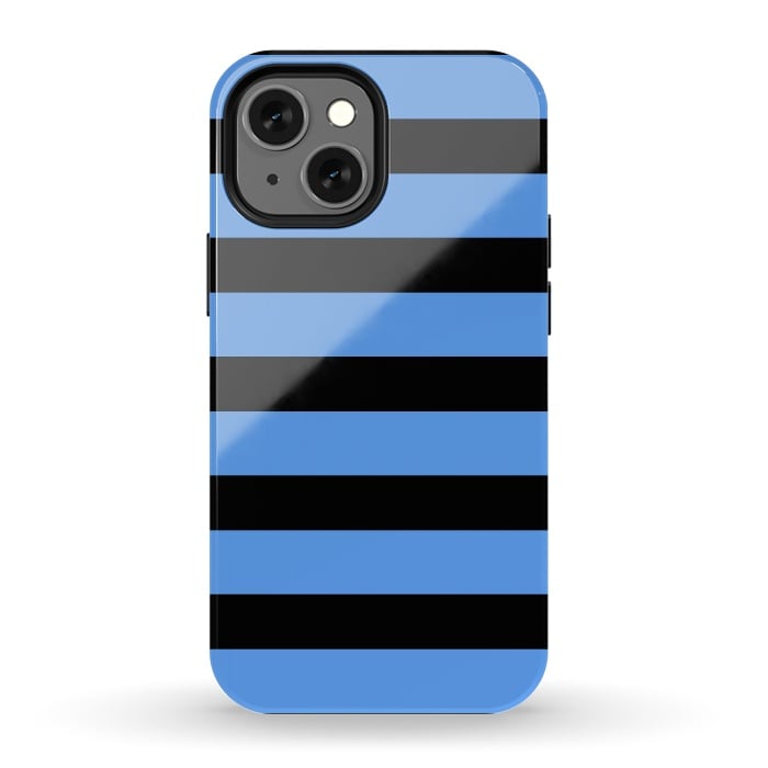 iPhone 13 mini StrongFit blue black stripes by Vincent Patrick Trinidad