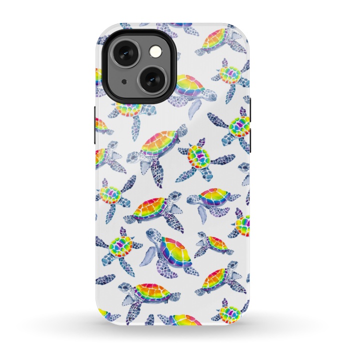 iPhone 13 mini StrongFit Technicolour Turtles by gingerlique