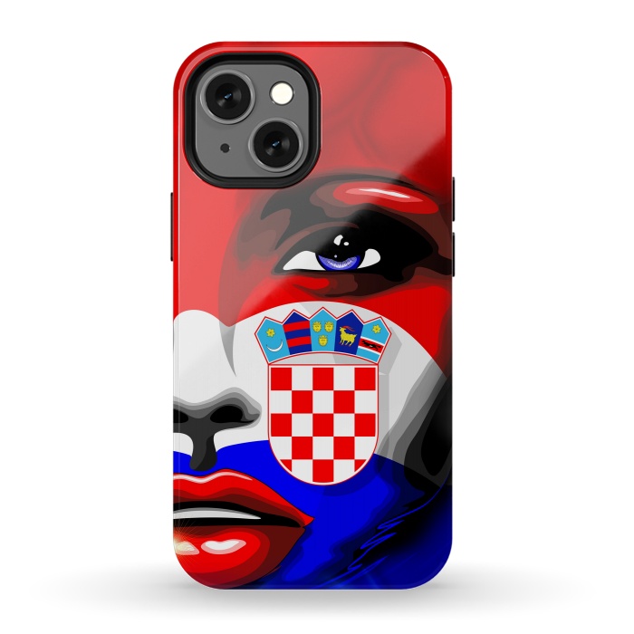 iPhone 13 mini StrongFit Croatia Flag Beautiful Girl Portrait by BluedarkArt
