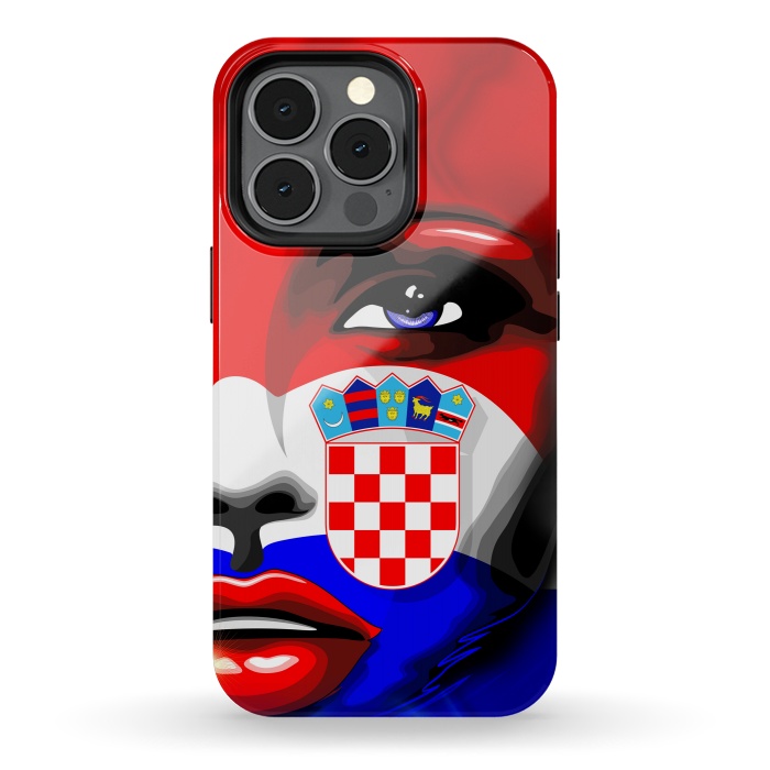 iPhone 13 pro StrongFit Croatia Flag Beautiful Girl Portrait by BluedarkArt