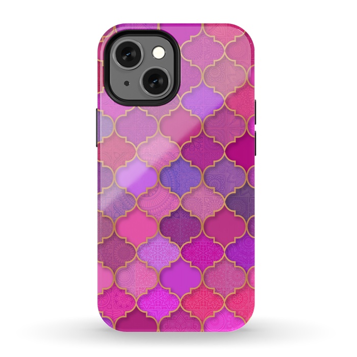 iPhone 13 mini StrongFit Moroccan Tiles Pattern by Quirk It Up