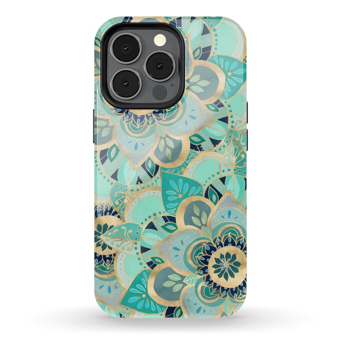 iPhone 13 pro StrongFit Emerald and Gold Mandalas by Tangerine-Tane