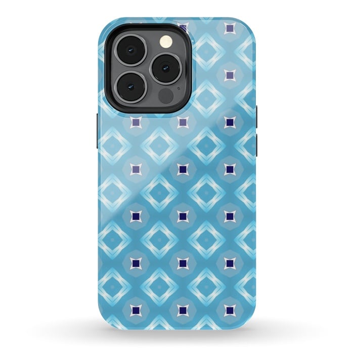 iPhone 13 pro StrongFit blue diamond pattern by MALLIKA