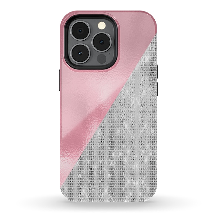 iPhone 13 pro StrongFit Pink Silver Glitter  by Alemi