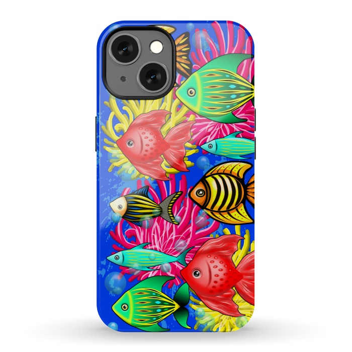 iPhone 13 StrongFit Fish Cute Colorful Doodles  by BluedarkArt