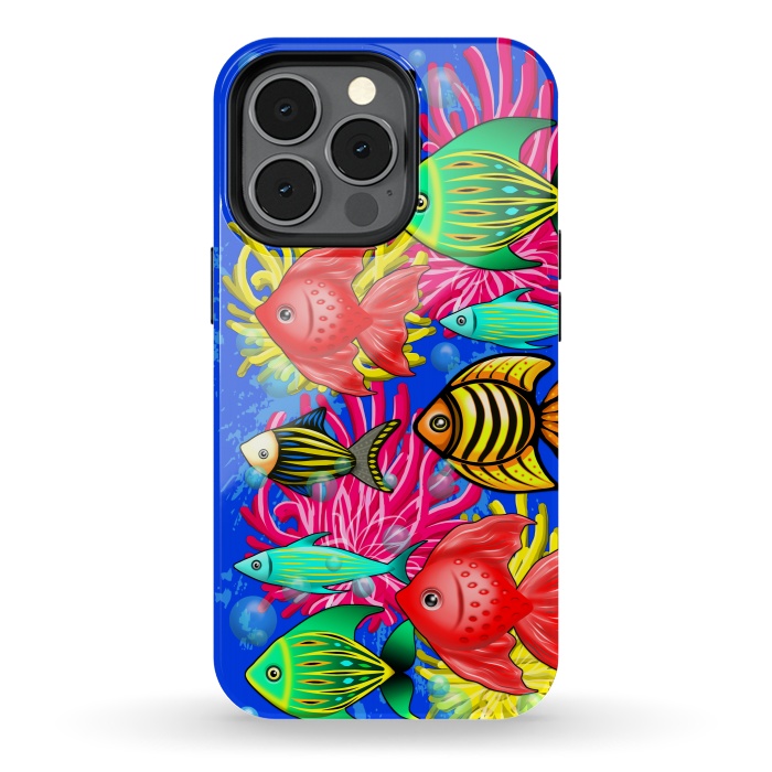 iPhone 13 pro StrongFit Fish Cute Colorful Doodles  by BluedarkArt