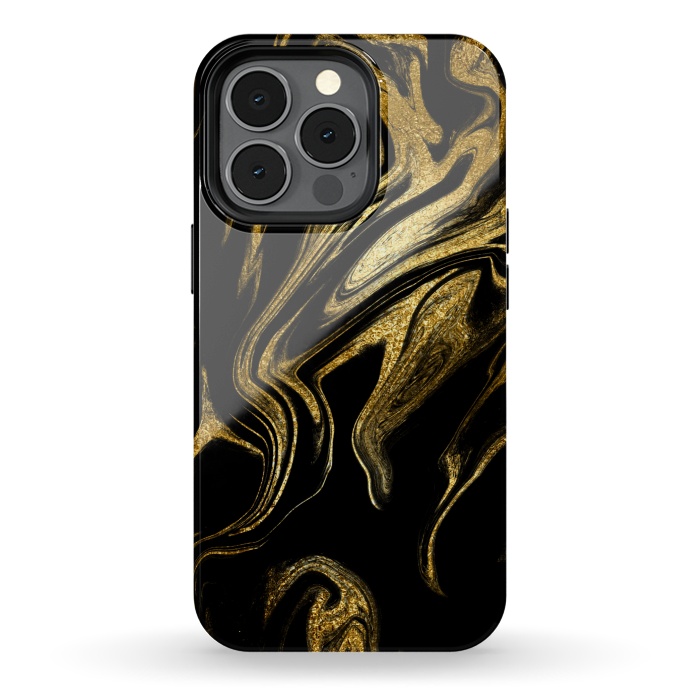 iPhone 13 pro StrongFit Gold Black Marble  by Alemi