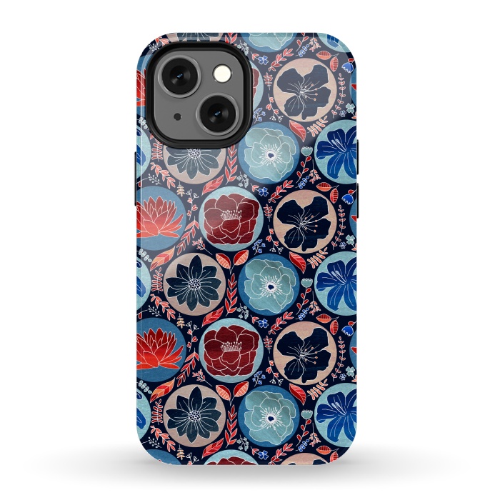 iPhone 13 mini StrongFit Moody Polka Dot Floral  by Tigatiga
