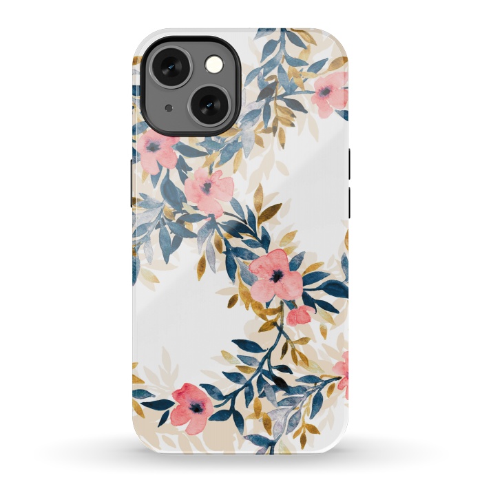 iPhone 13 StrongFit Spring Blossom Watercolor Wreath by Micklyn Le Feuvre