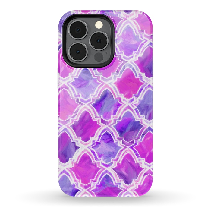 iPhone 13 pro StrongFit Marrakesh Inspired Moroccan In Magenta & Purple by Tigatiga
