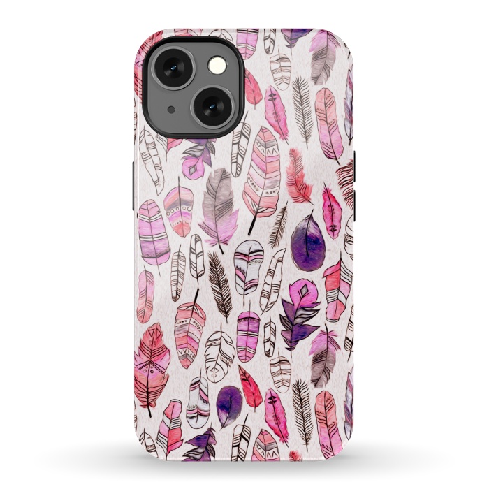 iPhone 13 StrongFit Pink Feathers  by Tigatiga