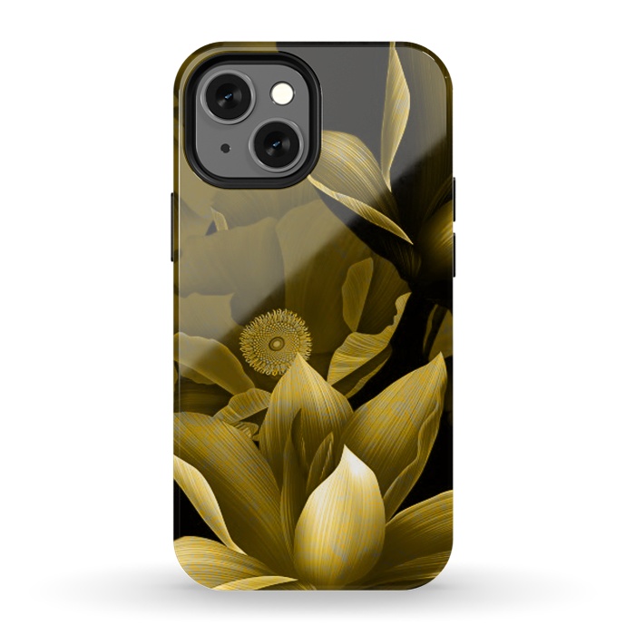 iPhone 13 mini StrongFit Gold floral by Kashmira Baheti