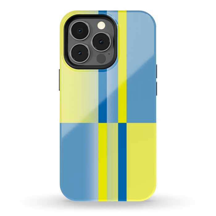 iPhone 13 pro StrongFit yellow blue lines pattern by MALLIKA