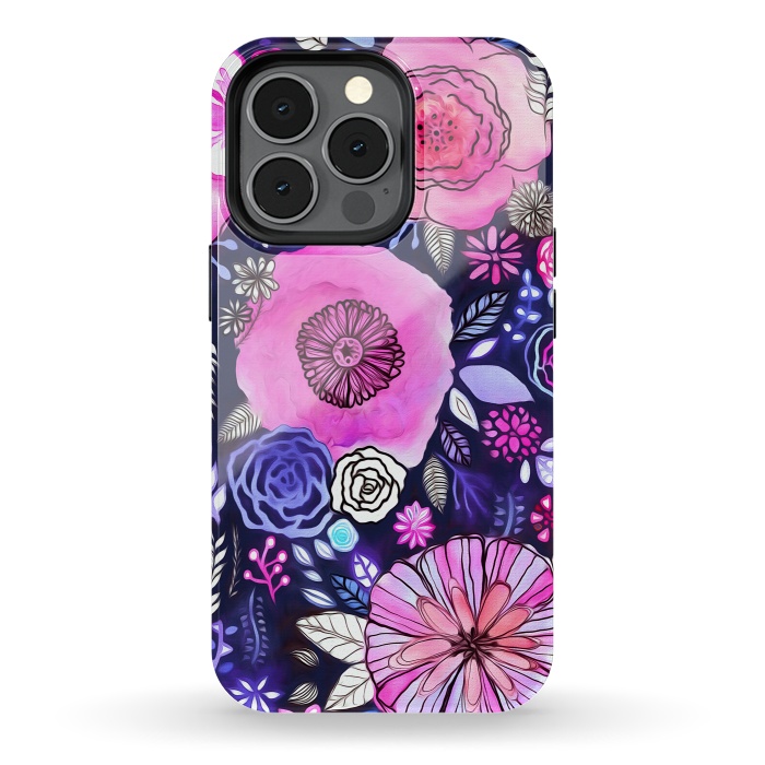 iPhone 13 pro StrongFit Magenta Floral Mix  by Tigatiga