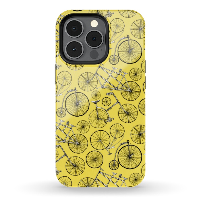 iPhone 13 pro StrongFit Vintage Bicycles on Yellow  by Tigatiga