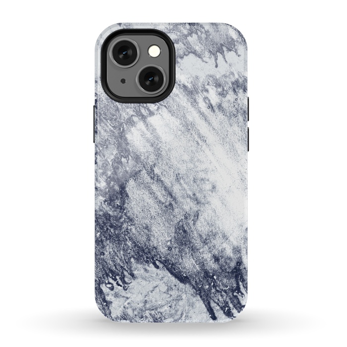 iPhone 13 mini StrongFit Grey-Blue Marbling Storm  by Tigatiga