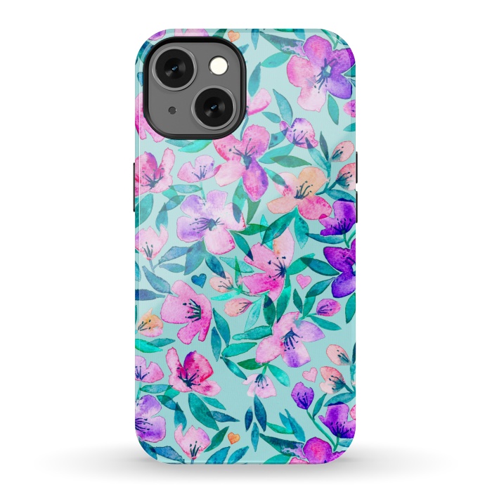 iPhone 13 StrongFit Happy Spring Floral in Watercolor by Micklyn Le Feuvre