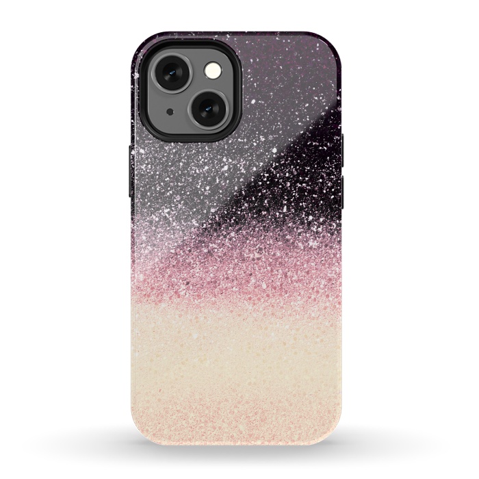 iPhone 13 mini StrongFit Half black cream glitter star dust by Oana 