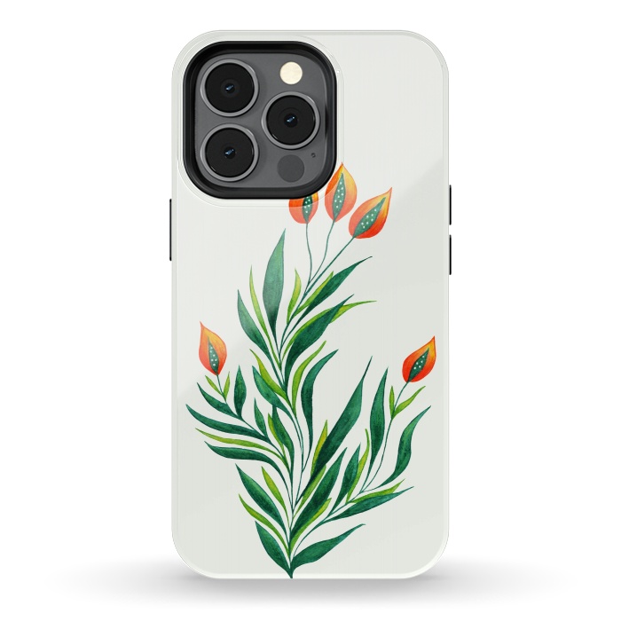 iPhone 13 pro StrongFit Green Plant With Orange Buds by Boriana Giormova