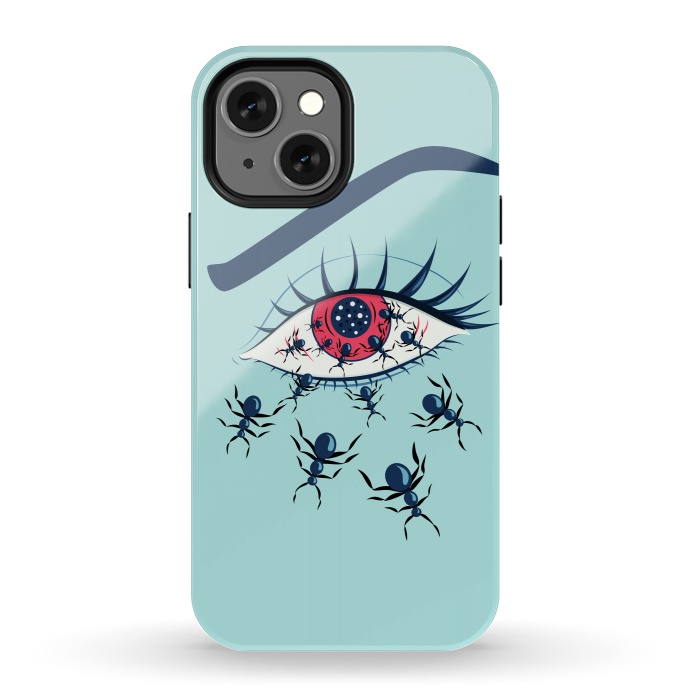 iPhone 13 mini StrongFit Weird Creepy Red Eye With Crawling Ants by Boriana Giormova