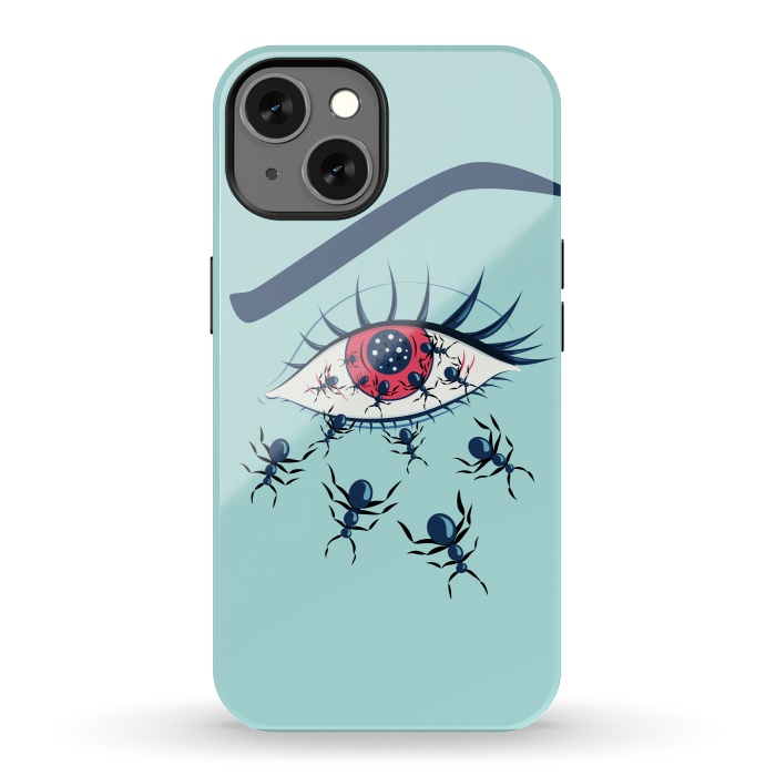 iPhone 13 StrongFit Weird Creepy Red Eye With Crawling Ants by Boriana Giormova