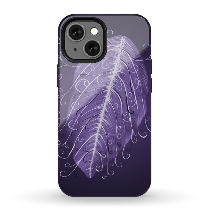 iPhone 13 mini StrongFit Violet Swirly Leaf by Boriana Giormova