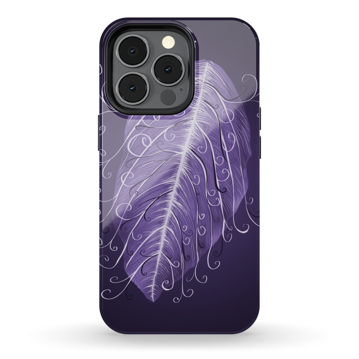 iPhone 13 pro StrongFit Violet Swirly Leaf by Boriana Giormova