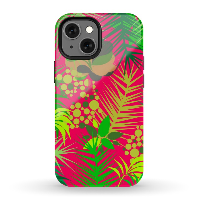 iPhone 13 mini StrongFit pink tropical pattern by MALLIKA