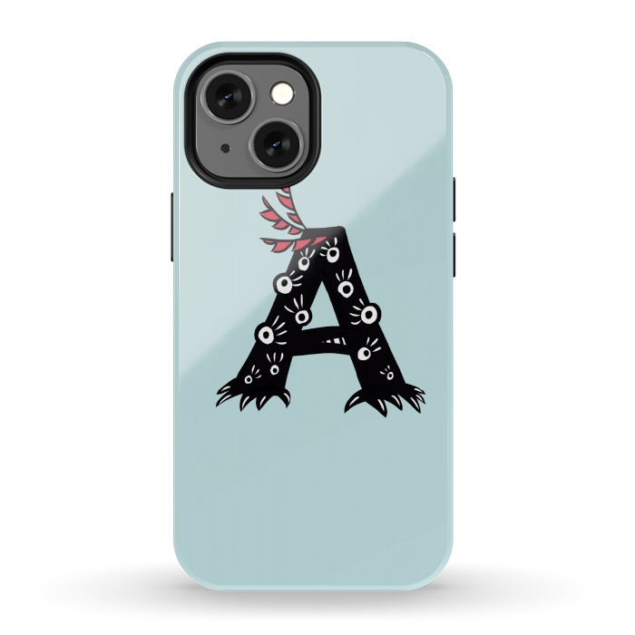iPhone 13 mini StrongFit Letter A Funny Monster Drawing by Boriana Giormova