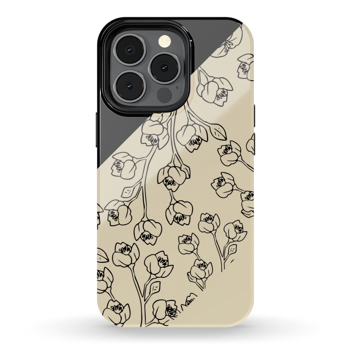iPhone 13 pro StrongFit floral offwhite pattern by MALLIKA