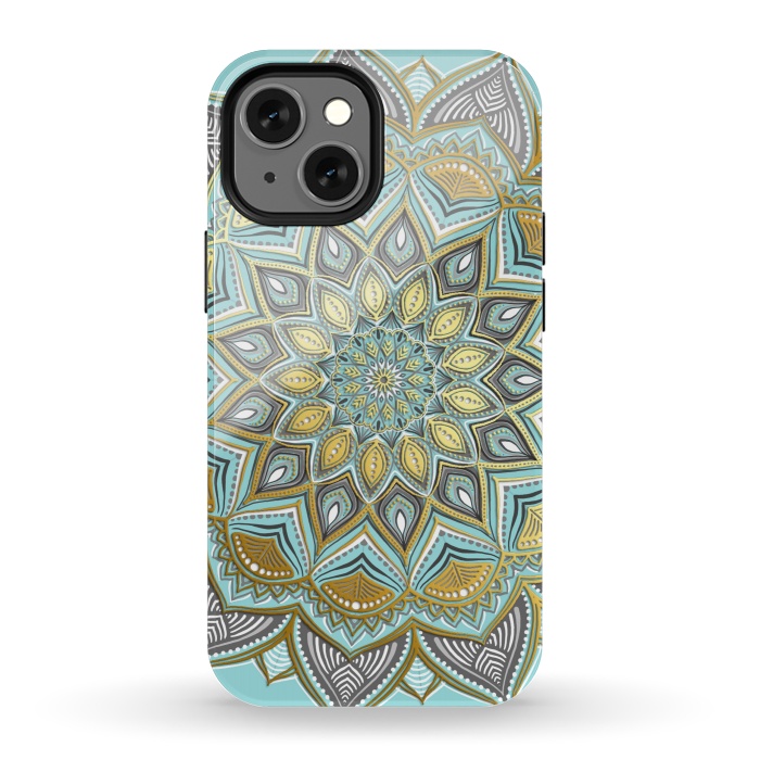 iPhone 13 mini StrongFit Sunny Skies Gilded Lace Medallion by Micklyn Le Feuvre