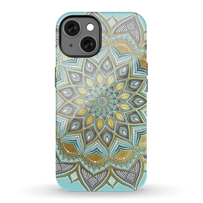 iPhone 13 StrongFit Sunny Skies Gilded Lace Medallion by Micklyn Le Feuvre