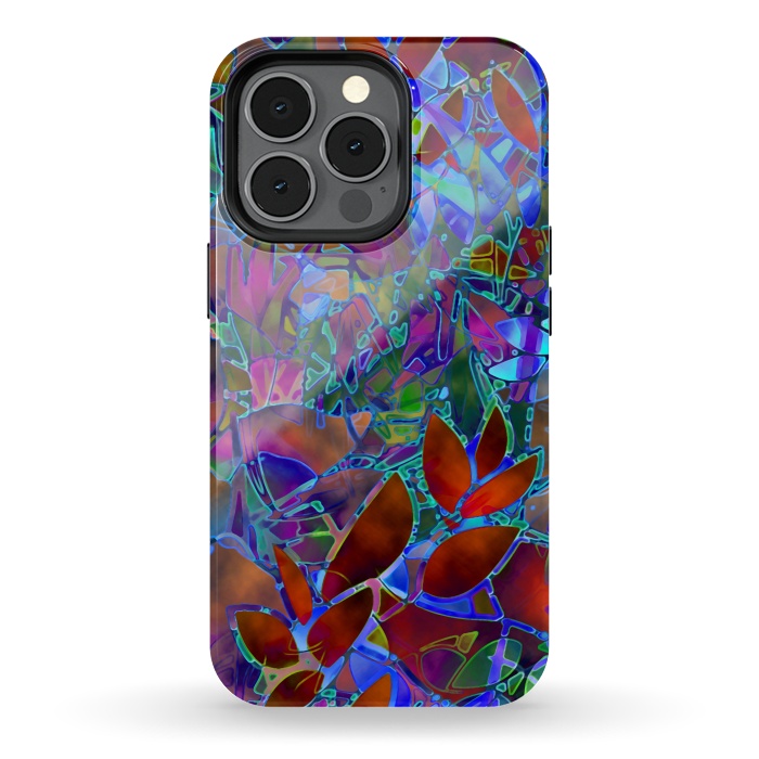 iPhone 13 pro StrongFit Floral Abstract Stained Glass G174 by Medusa GraphicArt