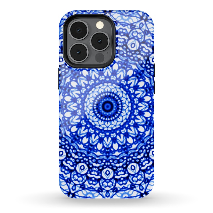 iPhone 13 pro StrongFit Blue Mandala Mehndi Style G403  by Medusa GraphicArt
