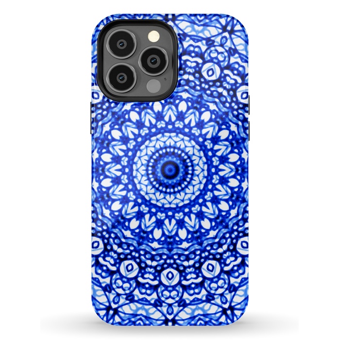 iPhone 13 Pro Max StrongFit Blue Mandala Mehndi Style G403  by Medusa GraphicArt