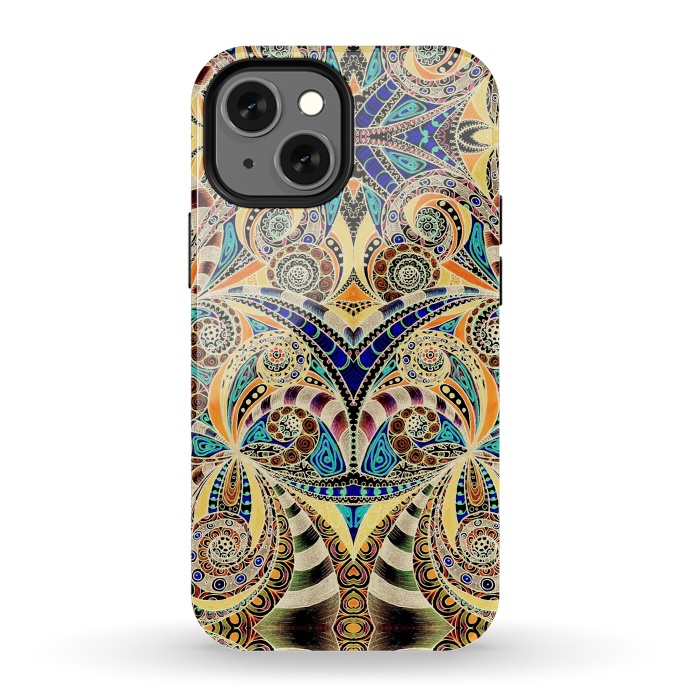 iPhone 13 mini StrongFit Drawing Floral Zentangle G240 by Medusa GraphicArt