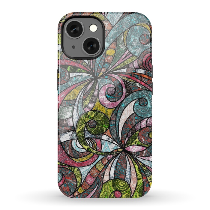 iPhone 13 StrongFit Drawing Floral Zentangle G203 by Medusa GraphicArt