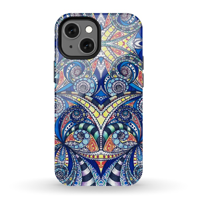 iPhone 13 mini StrongFit Drawing Floral Zentangle G7B by Medusa GraphicArt