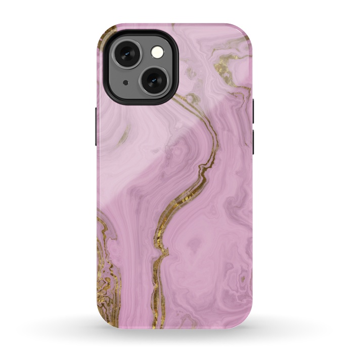 iPhone 13 mini StrongFit Elegant Pink Marble With Gold 2 by Andrea Haase