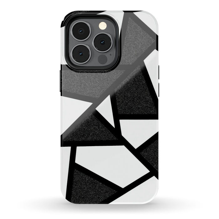 iPhone 13 pro StrongFit White and black geometric by Jms