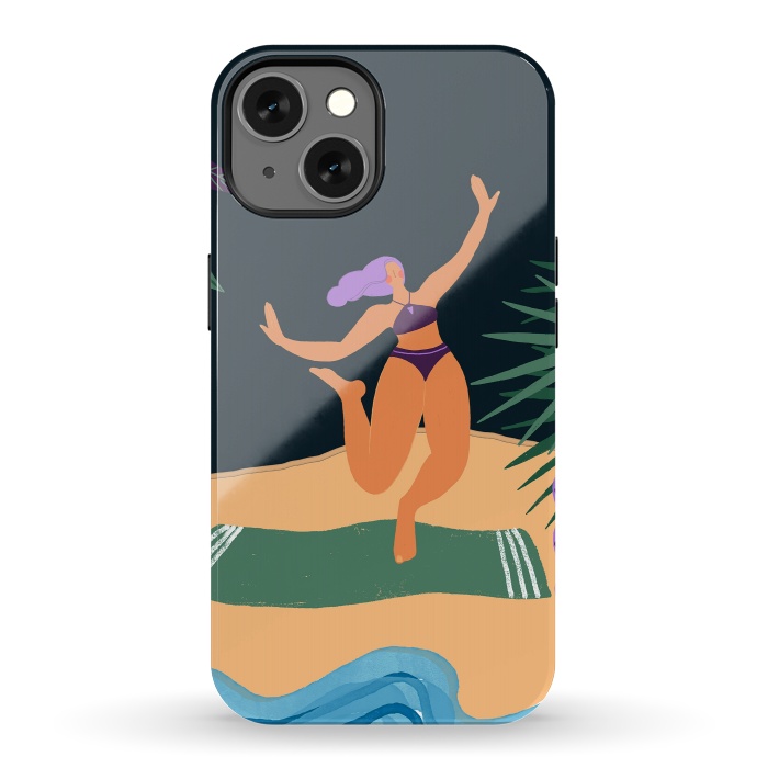 iPhone 13 StrongFit Eve - Dancing Girl at Tropical Jungle Beach by  Utart