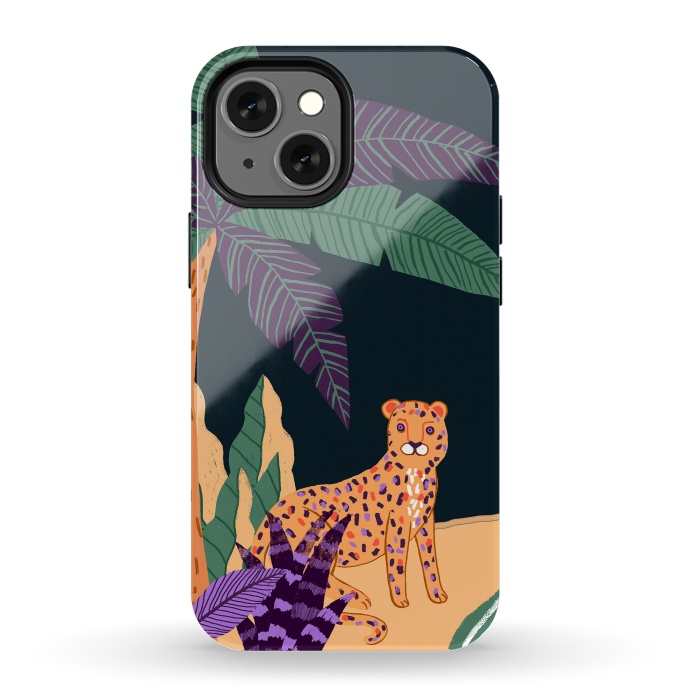 iPhone 13 mini StrongFit Cheetah on Tropical Beach by  Utart