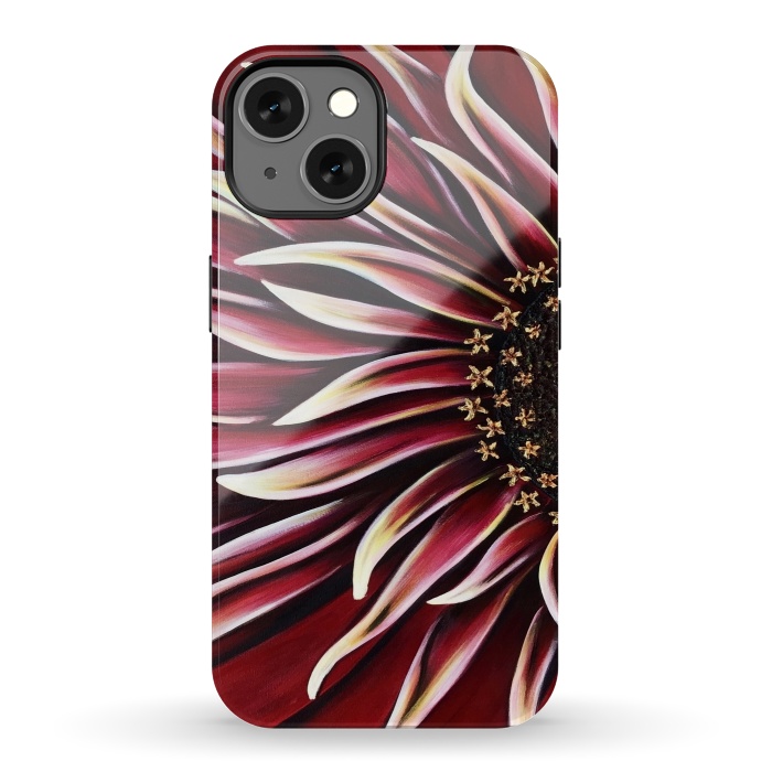iPhone 13 StrongFit Wild Red Zinnia by Denise Cassidy Wood