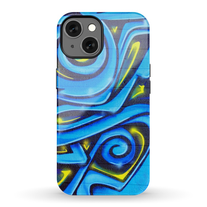 iPhone 13 StrongFit Blue Yellow Graffiti by Andrea Haase
