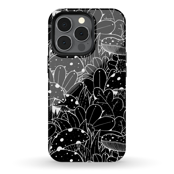 iPhone 13 pro StrongFit Black and white autumn pattern by Steve Wade (Swade)