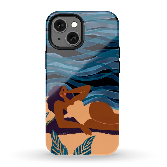 iPhone 13 mini StrongFit Eve at the Beach - Tanning Girl  by  Utart