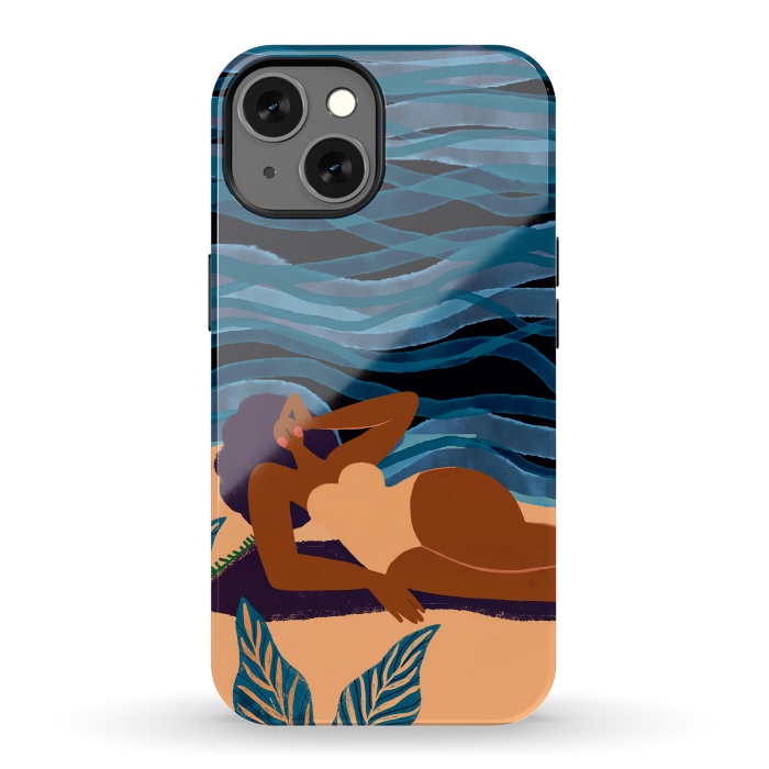 iPhone 13 StrongFit Eve at the Beach - Tanning Girl  by  Utart