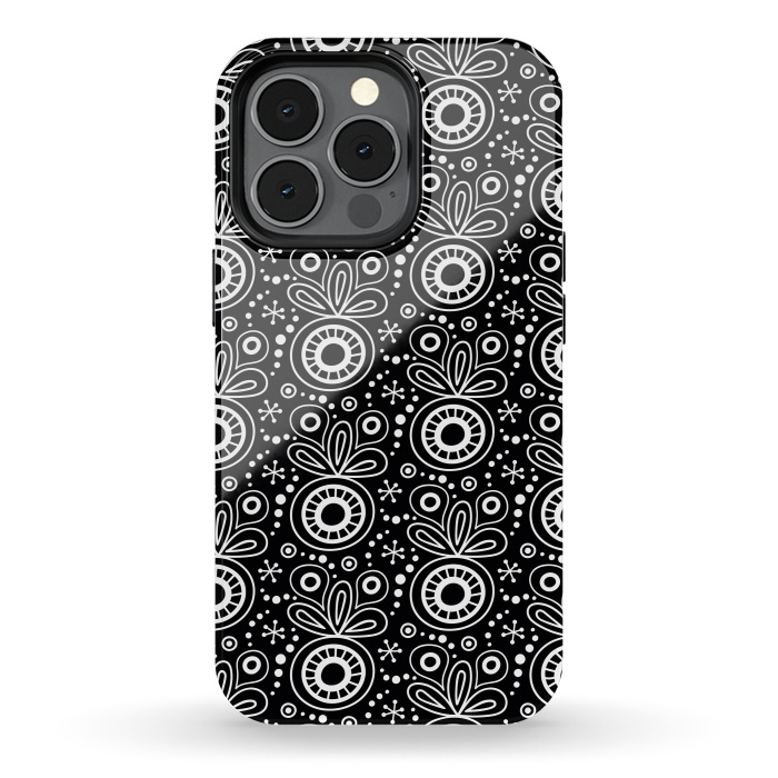 iPhone 13 pro StrongFit Abstract Doodle Pattern Black by Majoih